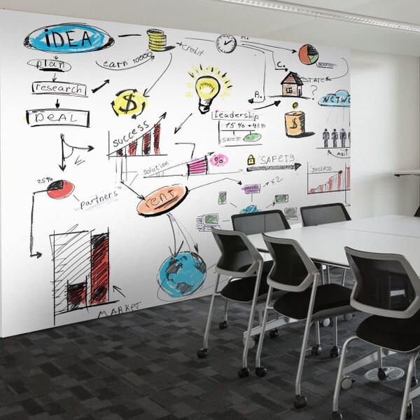 Dry erase wallpaper on a wall